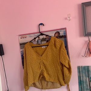 Yellow polkadots shirt with strings